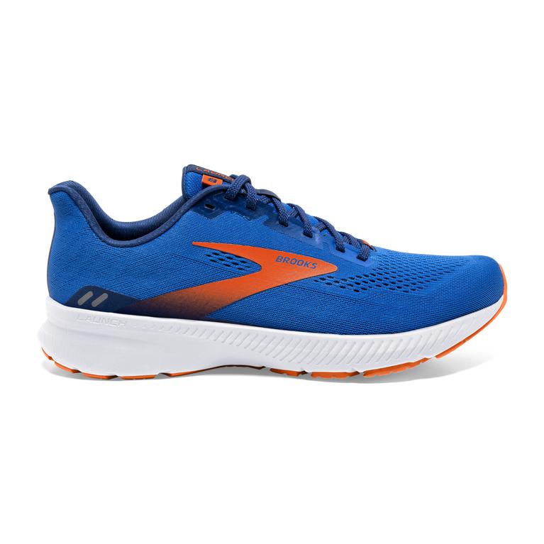 Brooks Launch 8 - Mens Light Cushion Road Running Shoes - Blue/Orange/White (43957FARC)